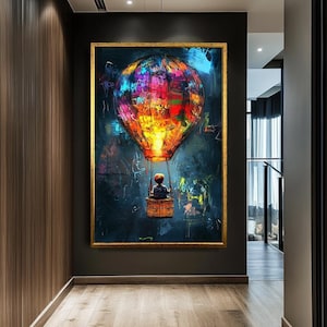 Banksy Balloon Artwork, Arte Estilo Banksy, Lienzo Globo Aerostático Inspirado en Banksy, Decoración Moderna, Arte de Pared Banksy