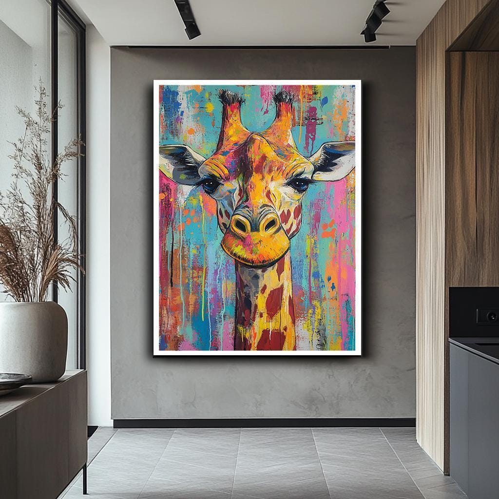 Colorful Giraffe Canvas Print, Vibrant Animal Safari Wall Art - Etsy
