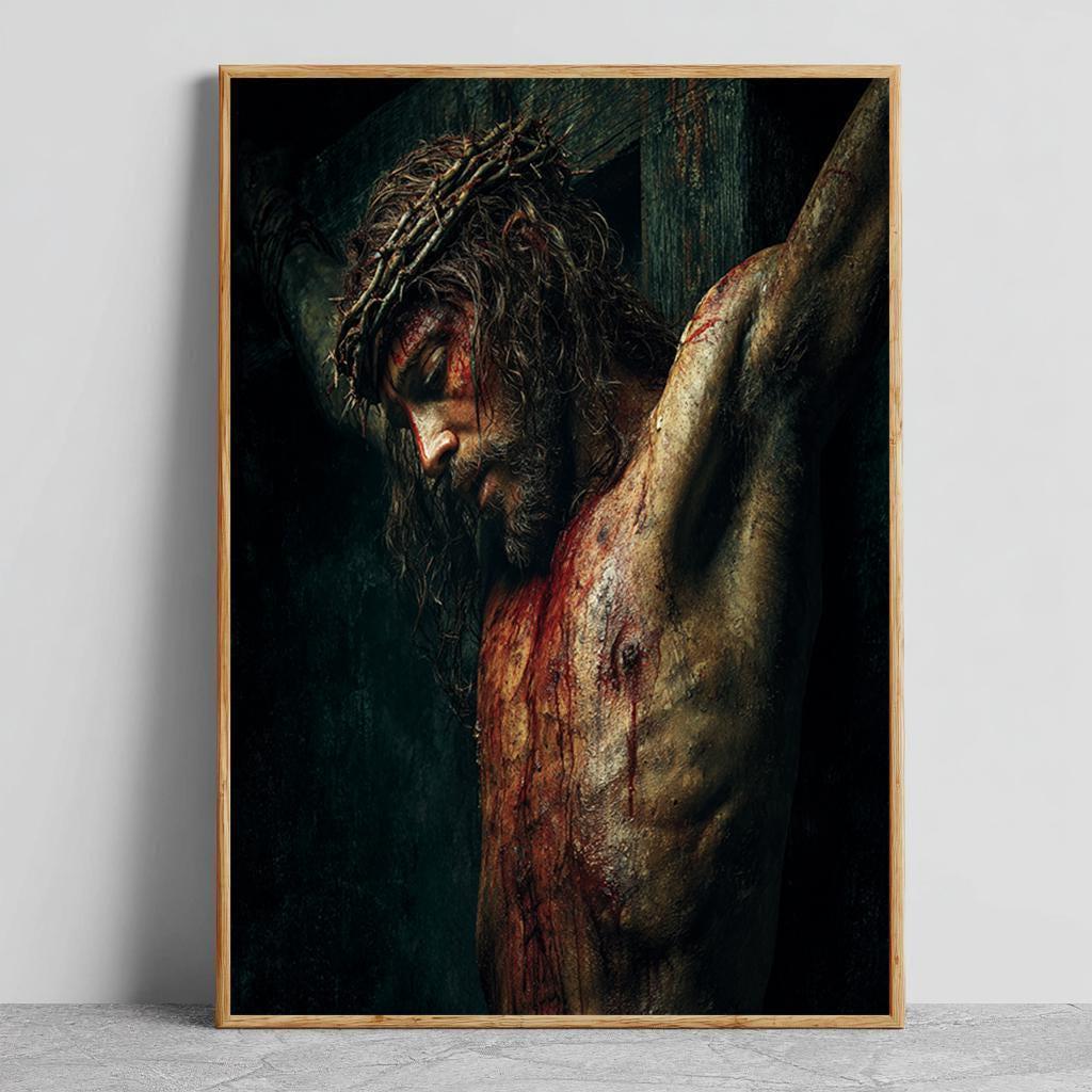 Jesus on the Cross Canvas Wall Art – Religious Christian Crucifixion ...