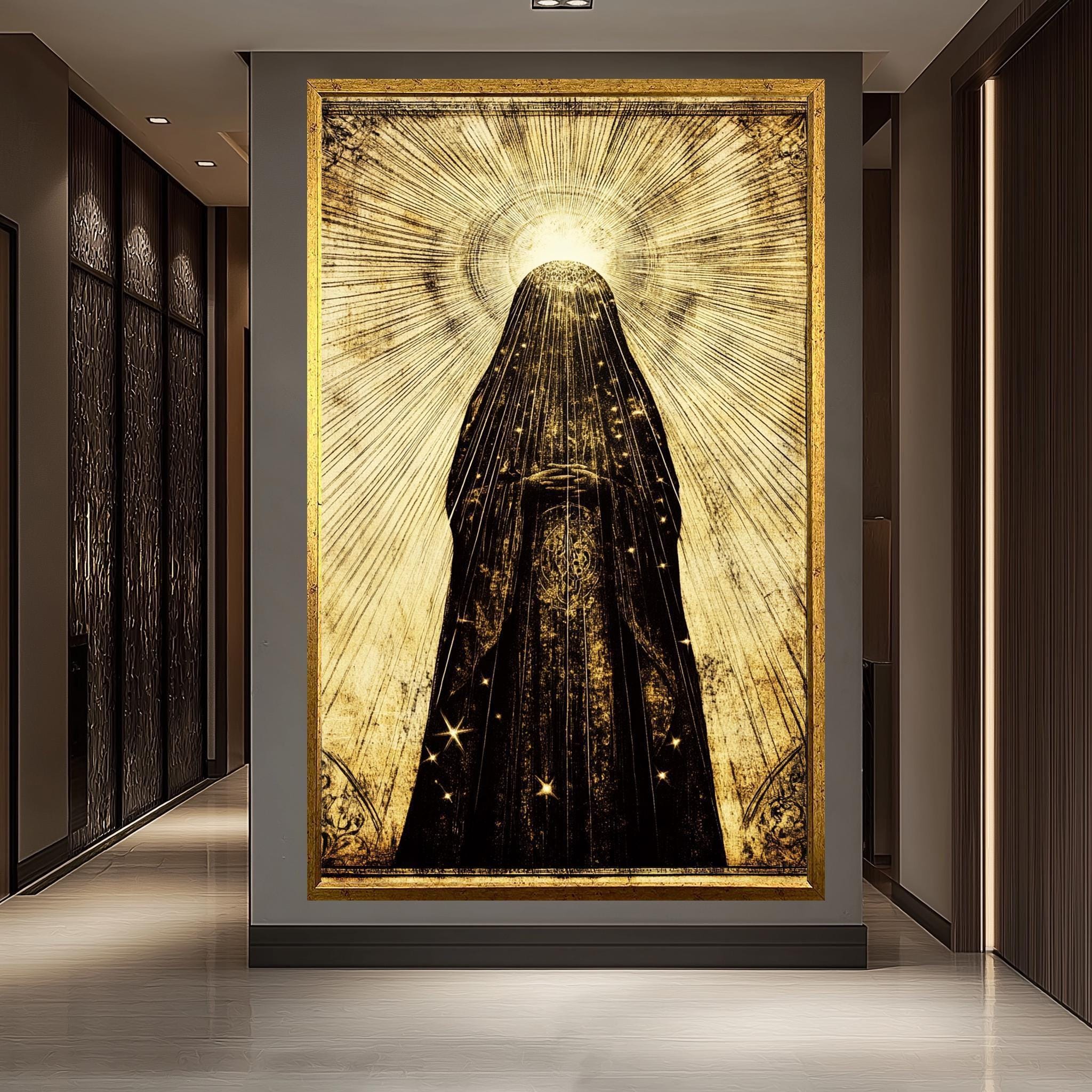 Mystical Divine Silhouette – Sacred Light and Shadow Abstract Wall Art ...