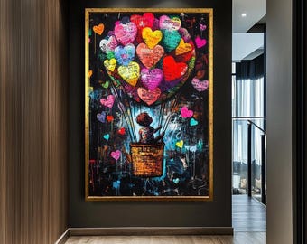 Banksy Balloon Canvas Print,grafitti Wall Art, Iconic Street Art