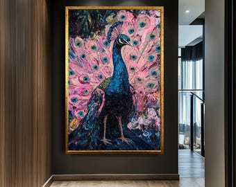 Majestic Peacock Canvas Print – Vibrant Animal Wall Art, Exotic Bird Painting