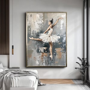 Elegante Ballerina Leinwand Druck, Moderne Ballett Tänzerin Wand Kunst, Zeitgenössische Tanz Malerei, Abstrakte Ballett Kunstwerk für Wohnzimmer