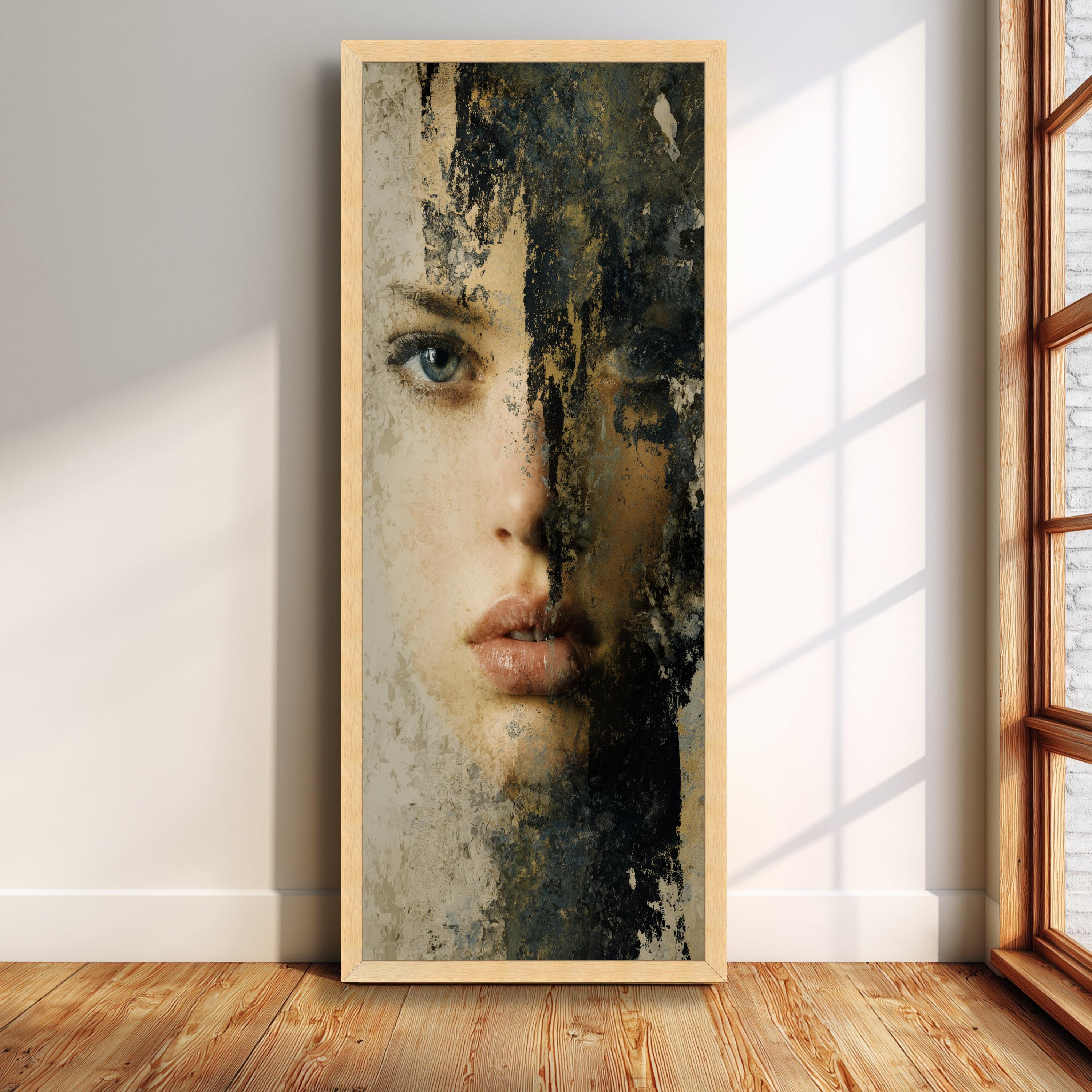 Ethereal Woman Face Canvas Wall Art, Abstract Portrait Canvas, Mixed ...
