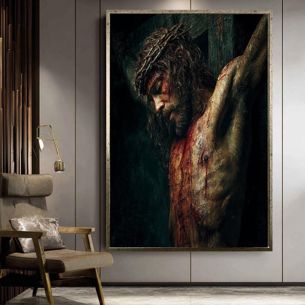 Jesus on the Cross Canvas Wall Art – Religious Christian Crucifixion ...