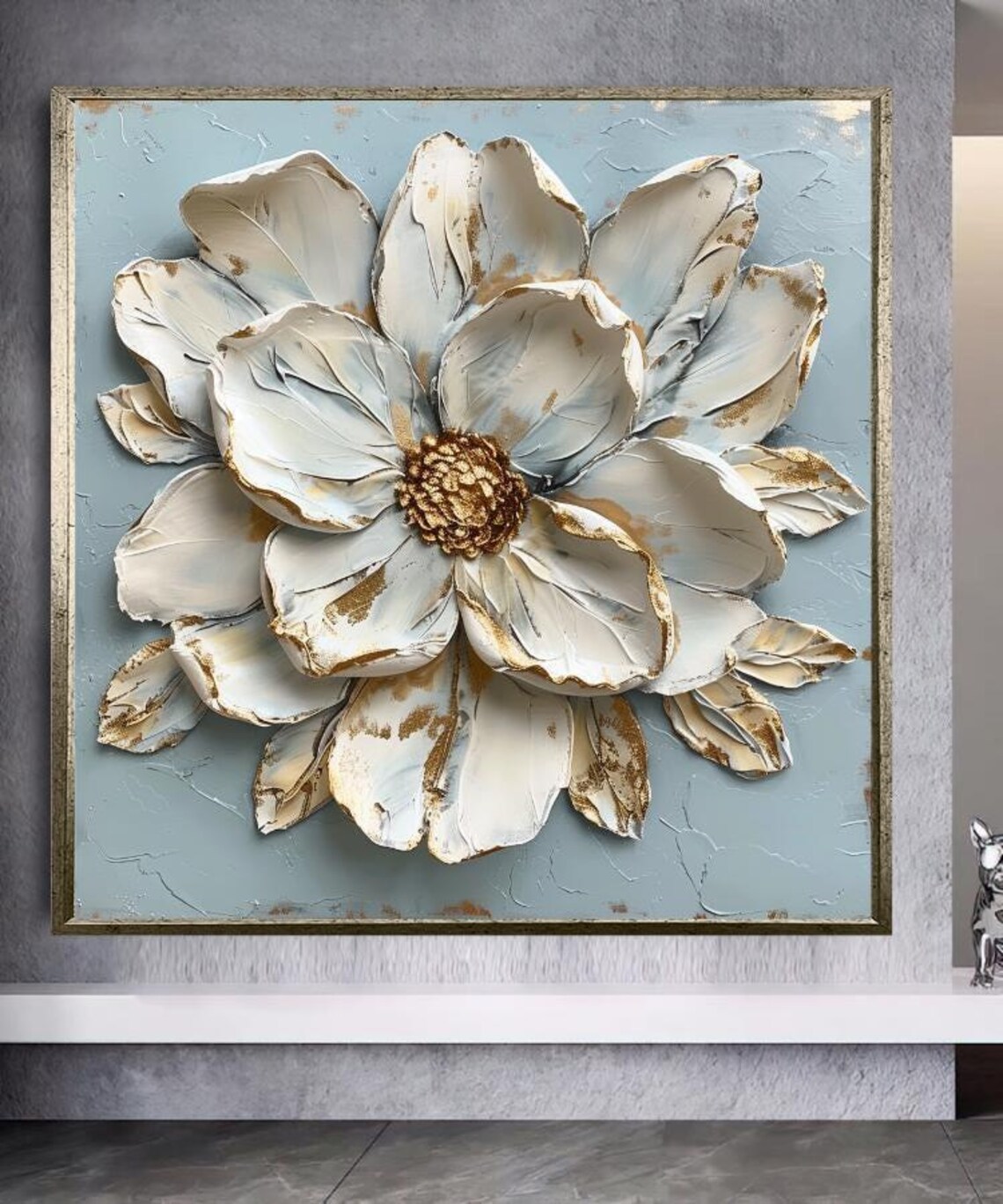 White Flower Canvas Wall Art - Elegant Textured Floral Painting With ...
