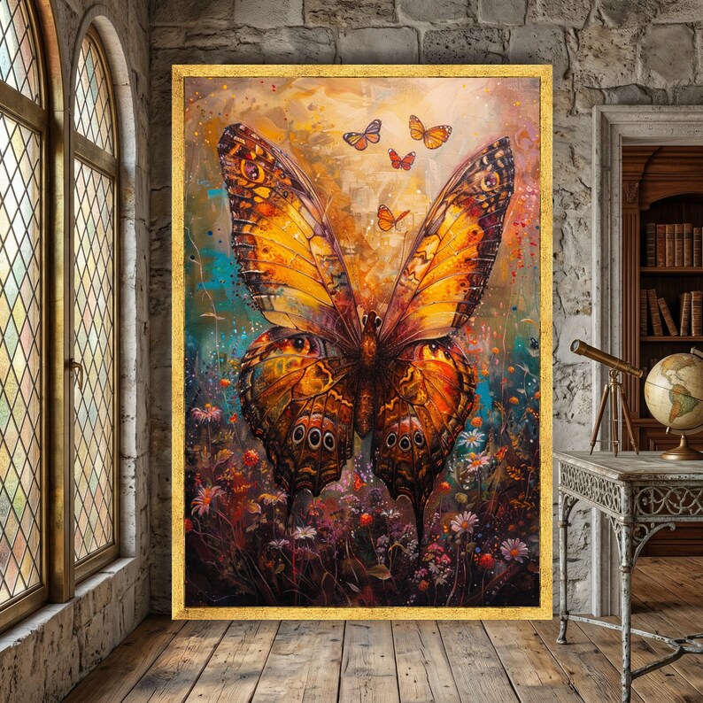 Vibrant Monarch Butterfly Canvas, Colorful Floral Garden Wall Art ...