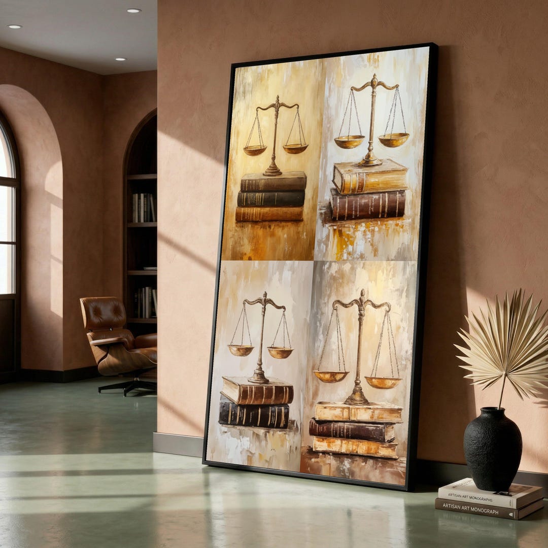 Vintage Justice Scales and Antique Books Canvas, Legal Wall Art, Law ...