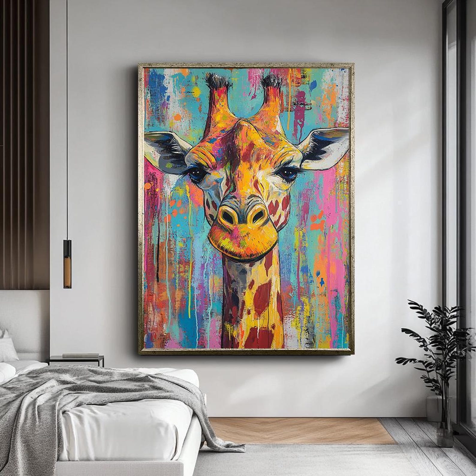 Colorful Giraffe Canvas Print, Vibrant Animal Safari Wall Art - Etsy