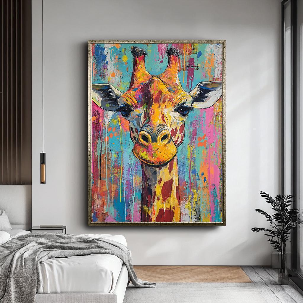 Colorful Giraffe Canvas Print, Vibrant Animal Safari Wall Art - Etsy