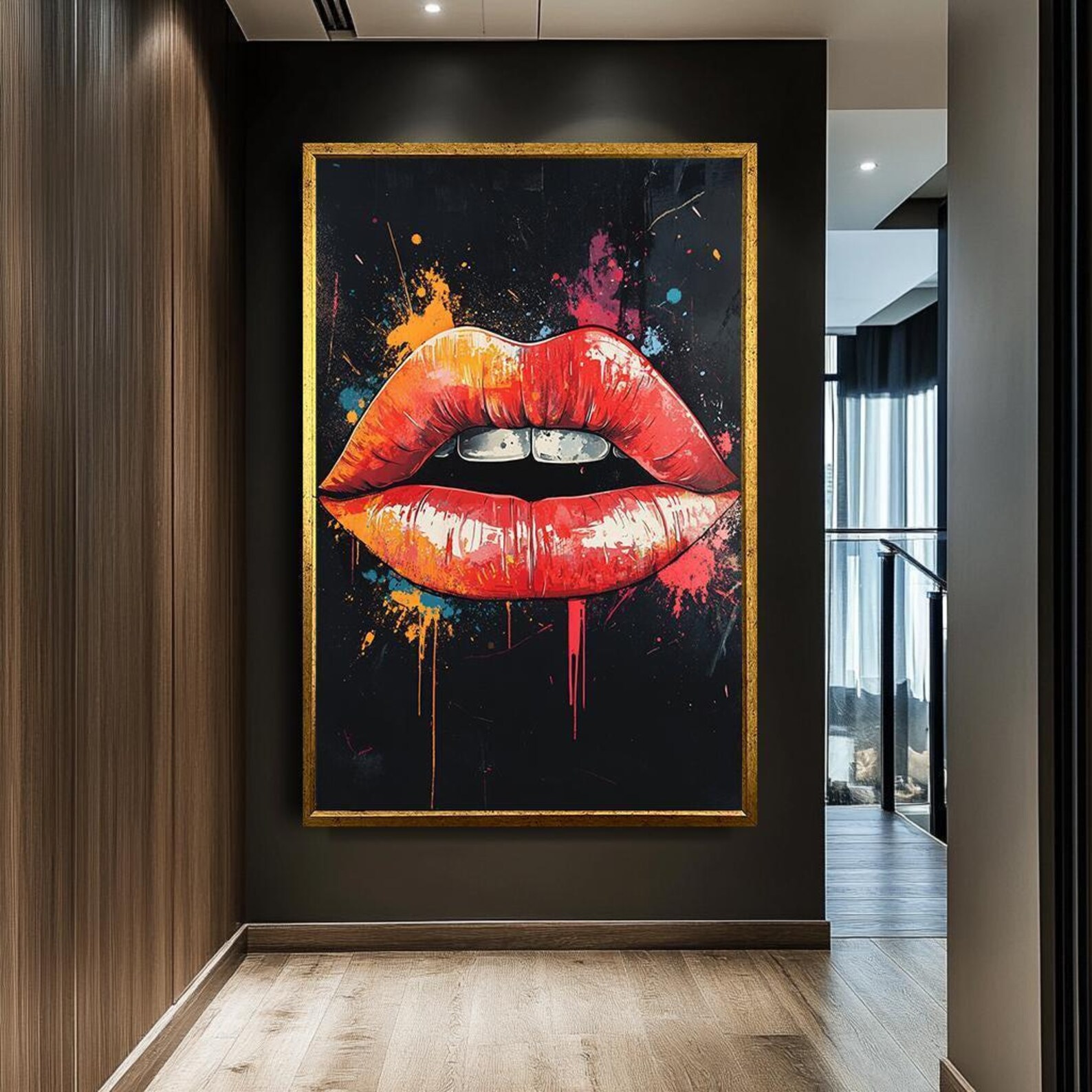 Bold Red Lips Art Print, Modern Pop Art Canvas, Vibrant Lipstick Splash ...
