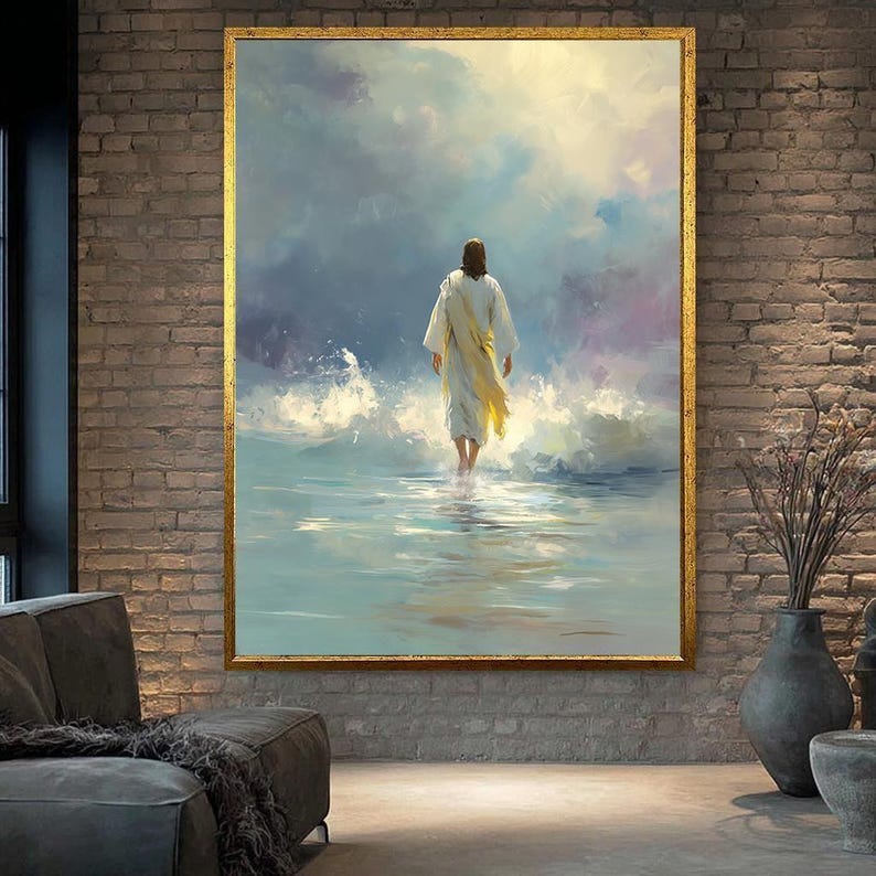 Jesus Walking on Water Canvas Wall Art – Religious Christian Artwork ...