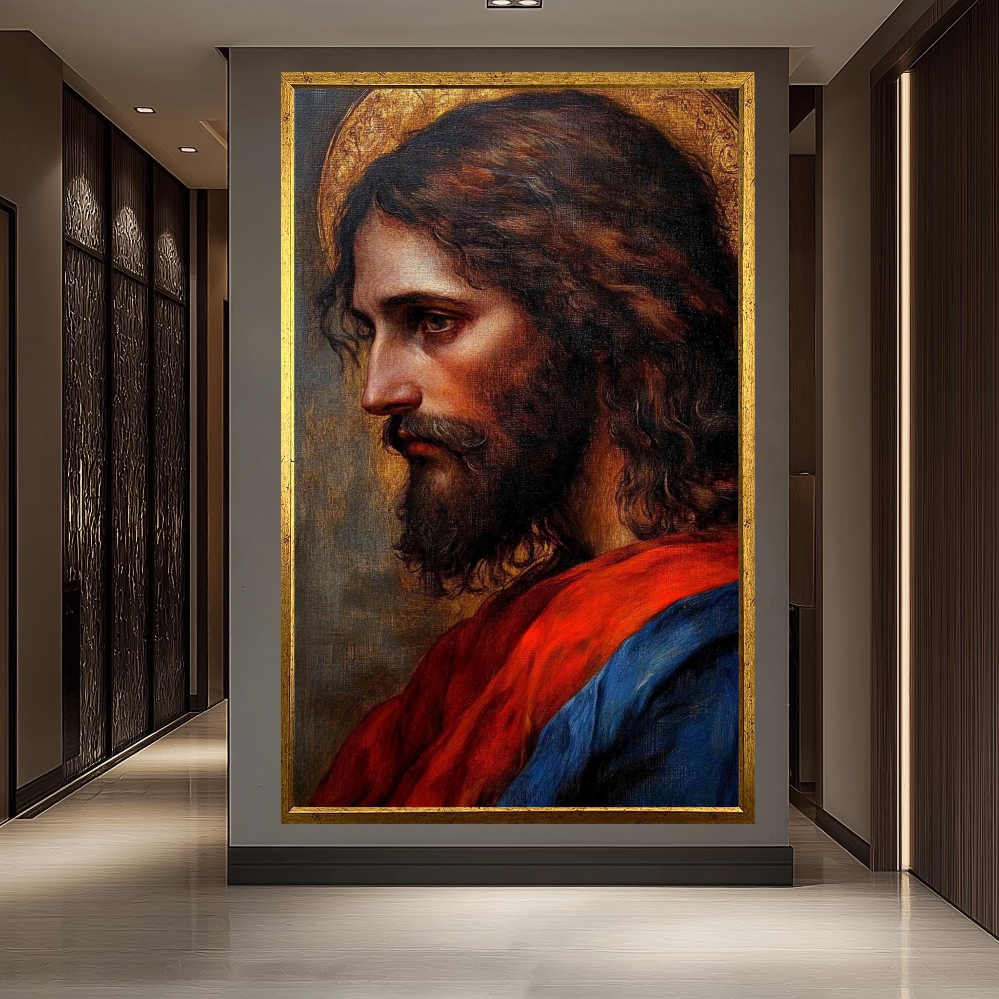 Classic Jesus Canvas Art | Traditional Christian Wall Art | Sacred Portrait of Christ | Religious Canvas Print | Catholic Home Decor