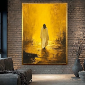 Jesus Walking Into Light Canvas | Christian Wall Art | Faith-Based Spiritual Print | Religious Home Decor | Inspirational Painting