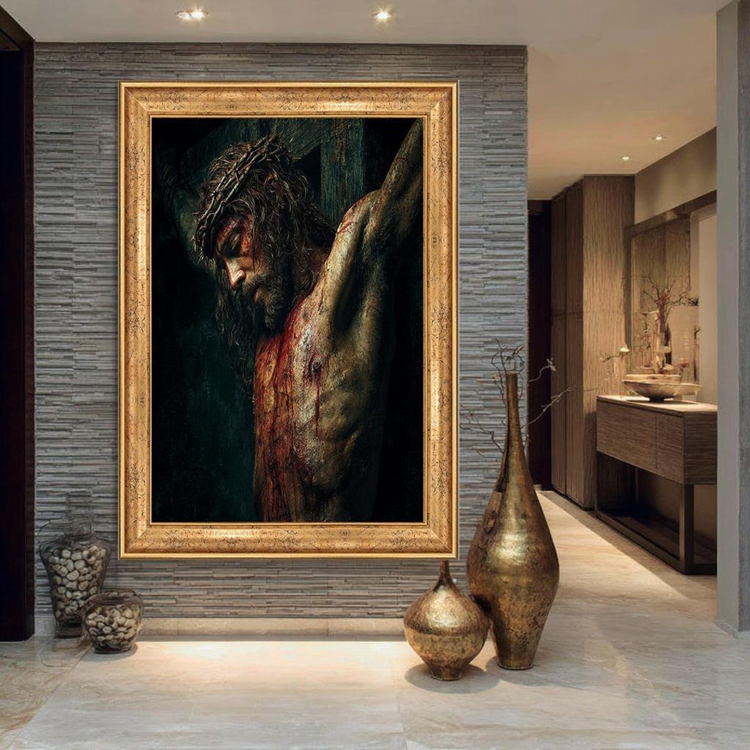 Jesus on the Cross Canvas Wall Art – Religious Christian Crucifixion ...