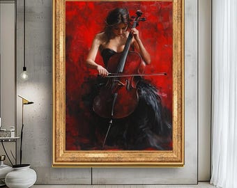 レイエル・ストーク作「チェロを弾く女性」のアートプリント - Etsy 日本