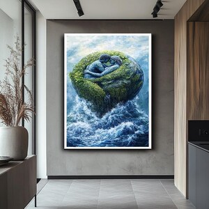 Romantic Earth and Water Couple Canvas Print – Symbolic Wall Art for Living Room image 6