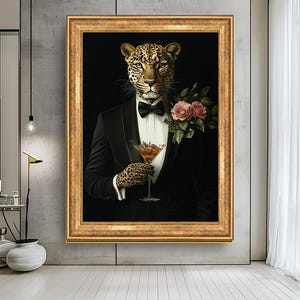 Leopard Portrait Canvas Art - Surreal Animal Art, Modern Wall Decor, Luxury Style Canvas Print - Wall Art