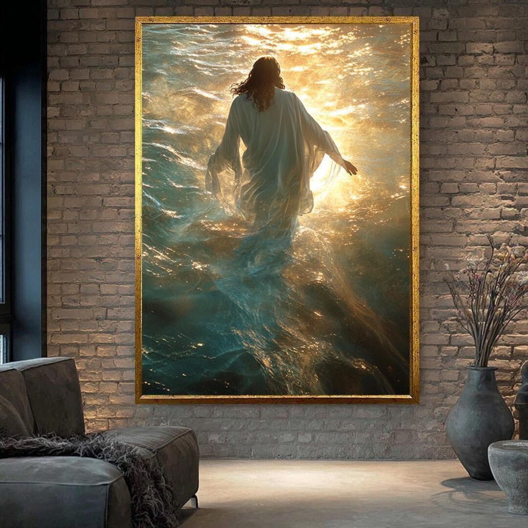 Jesus Walking on Water Canvas | Divine Light Christian Wall Art ...