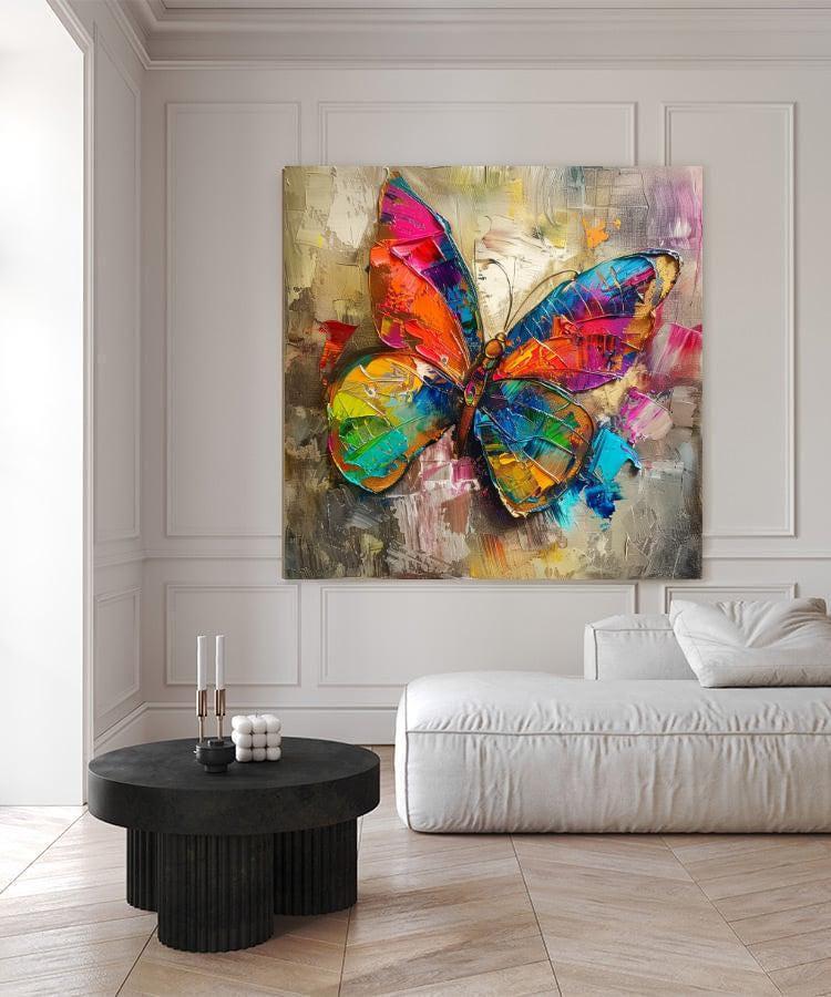 Colorful Butterfly Canvas Wall Art - Vibrant Abstract Painting - Modern ...