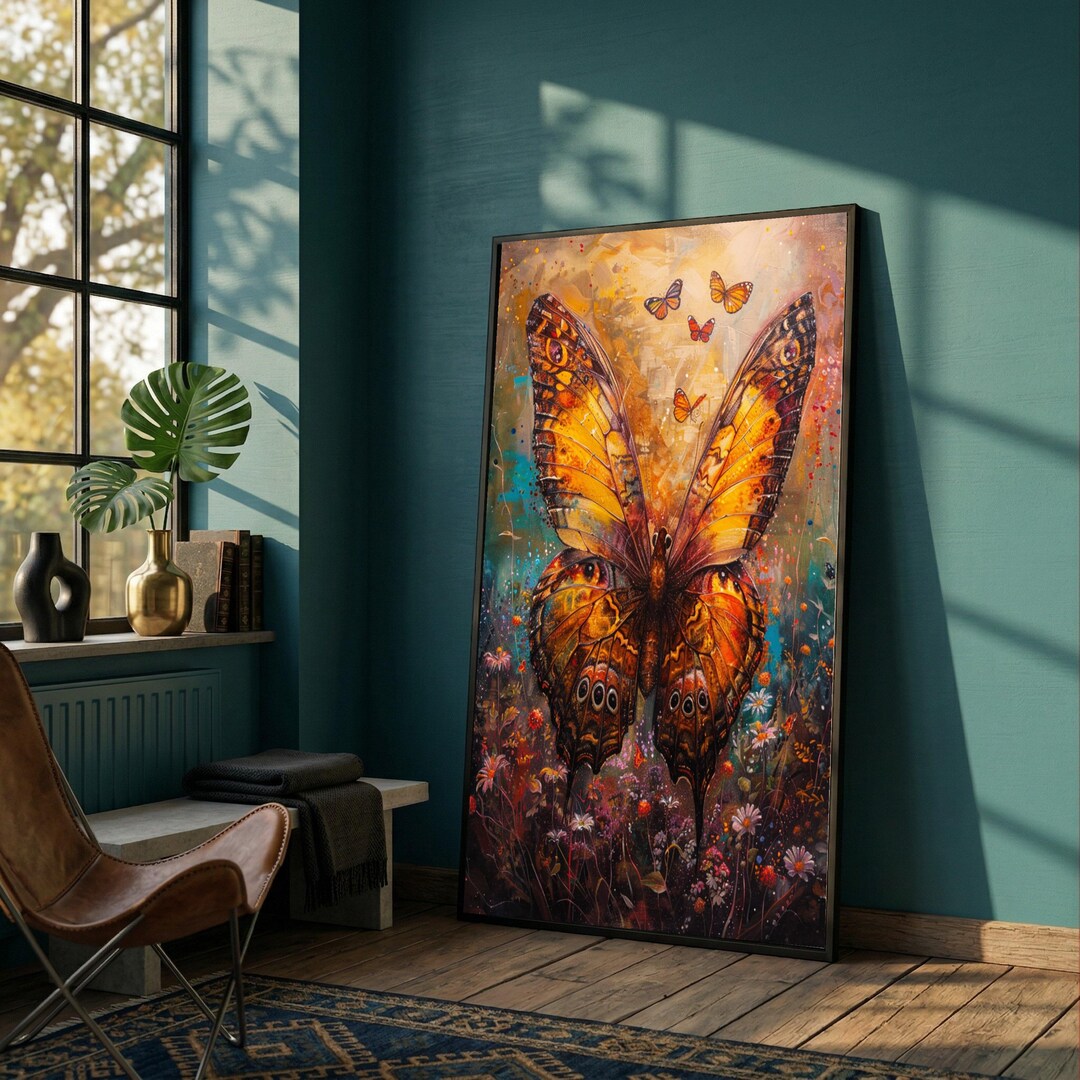 Vibrant Monarch Butterfly Canvas, Colorful Floral Garden Wall Art ...