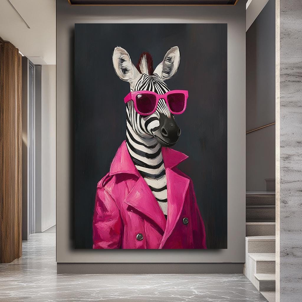 Zebra With Sunglasses Canvas Art – Quirky Animal Wall Decor, Funky