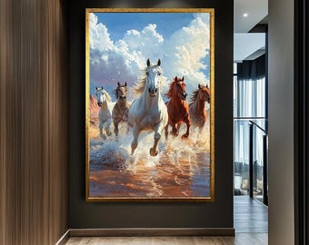 Wild Horses Running Canvas Art, Majestic Animal Print, Western Decor