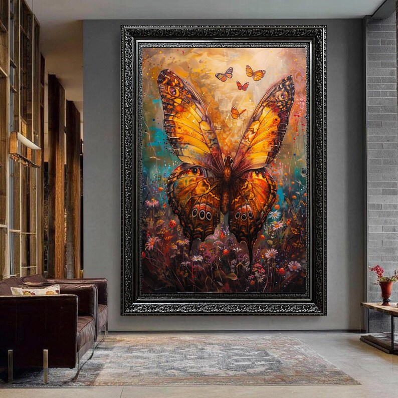 Vibrant Monarch Butterfly Canvas, Colorful Floral Garden Wall Art ...