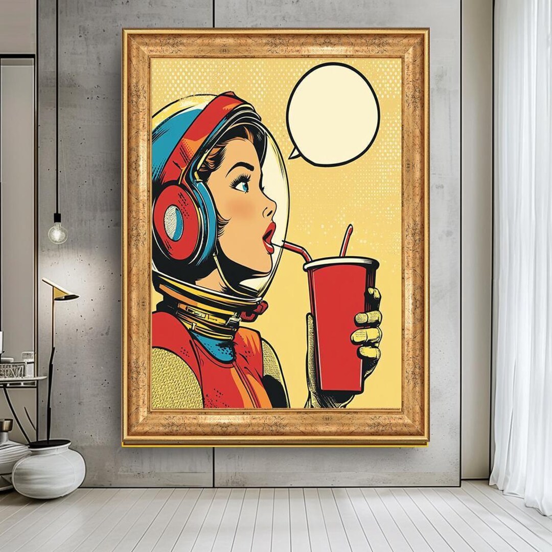 Retro Pop Art - Space Girl Canvas Print - Colorful Comic Style Wall Art ...