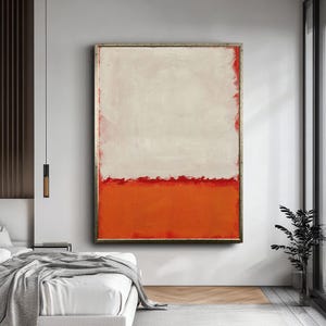 Mark Rothko Leinwand, Mark Rothko inspirierte große abstrakte rot und weiße Leinwand Druck, minimalistische Farbfeldmalerei, Mark Rothko Kunstwerk
