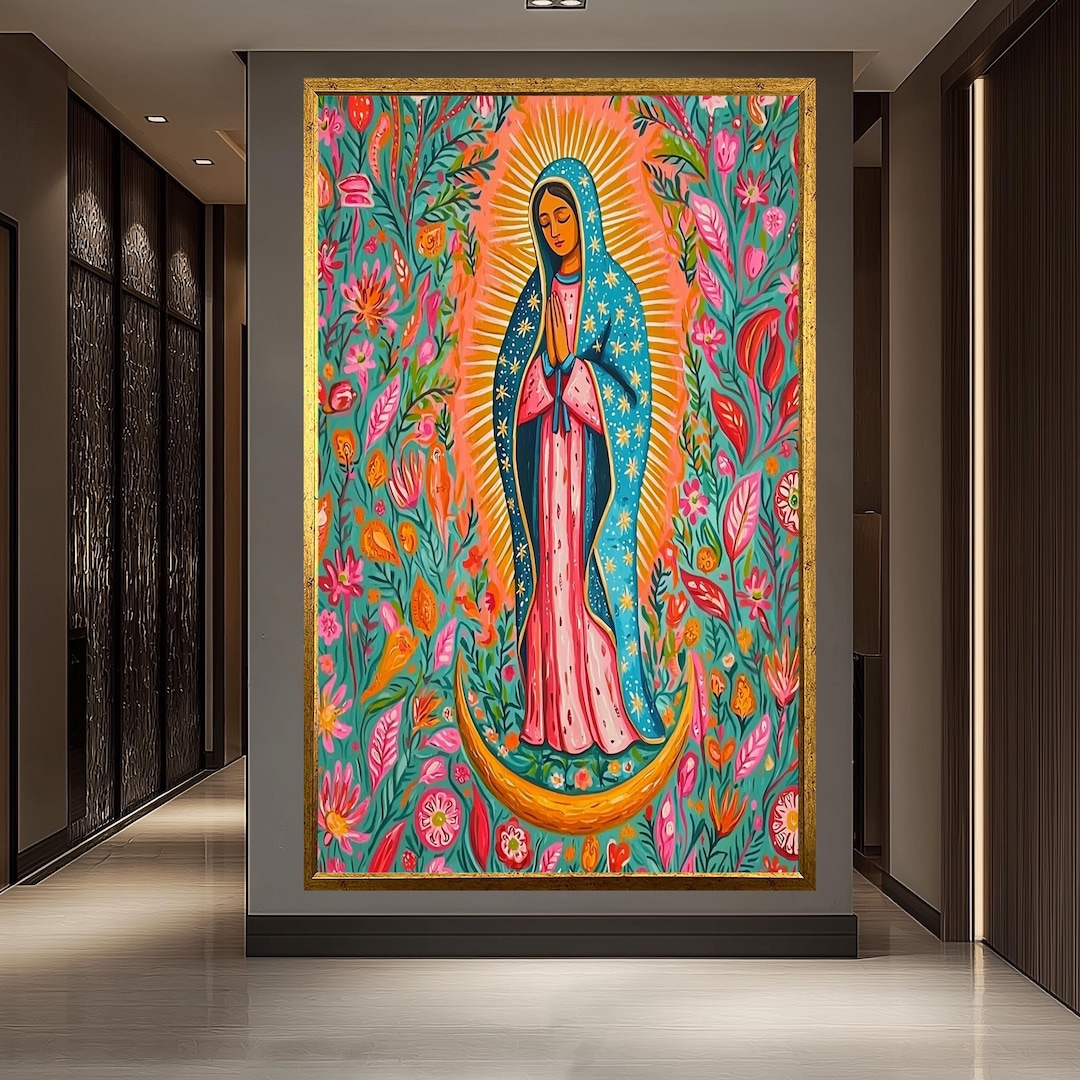 Our Lady of Guadalupe Wall Art – Colorful Virgin Mary Canvas Print ...