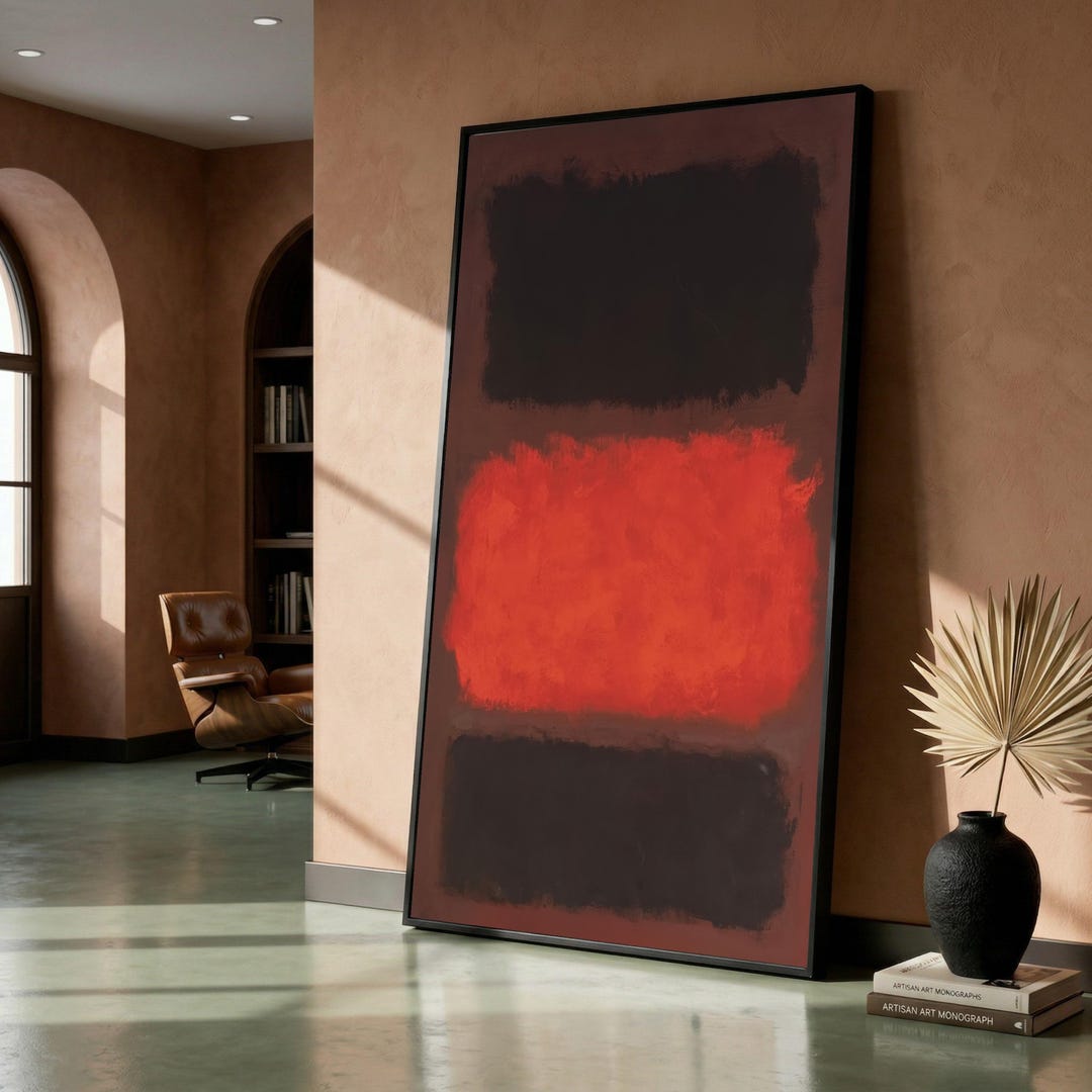Bold Abstract Red and Black Canvas Wall Art, Modern Expressionist ...