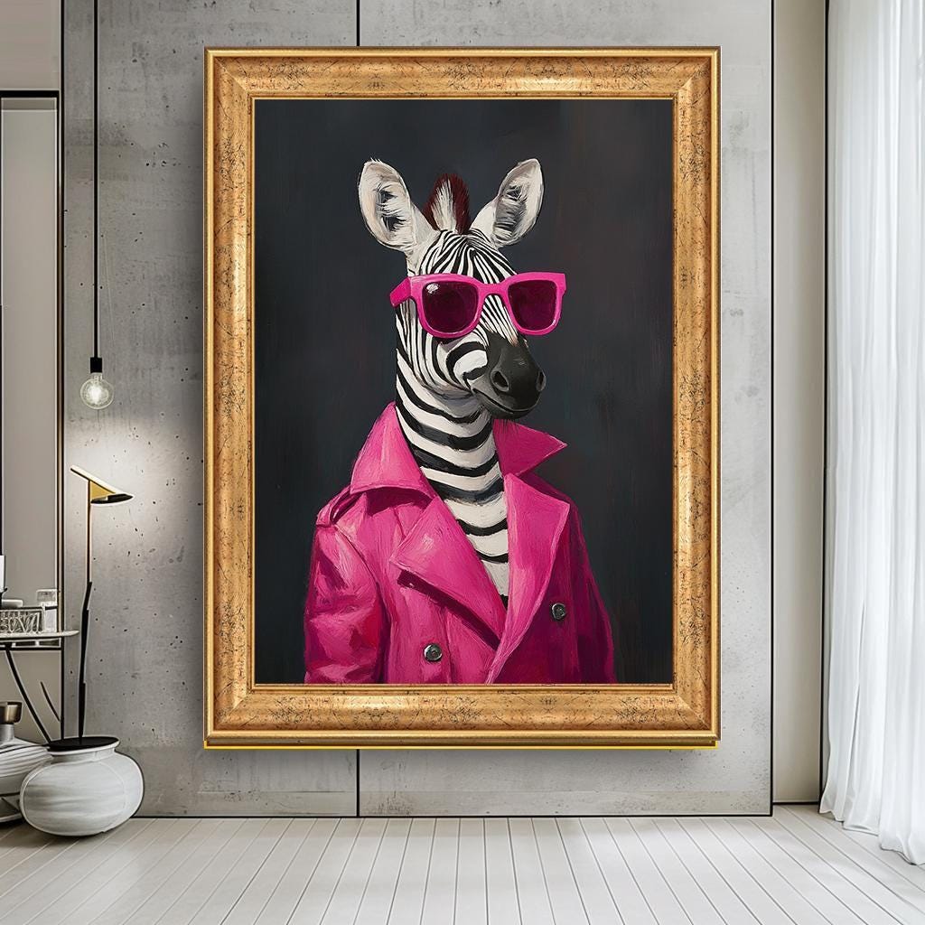 Zebra With Sunglasses Canvas Art – Quirky Animal Wall Decor, Funky