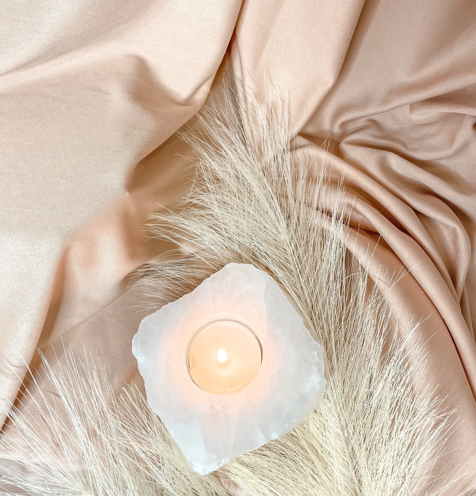 Clear Quartz Crystal Candle Holder Crystal Planter Tea Light Etsy