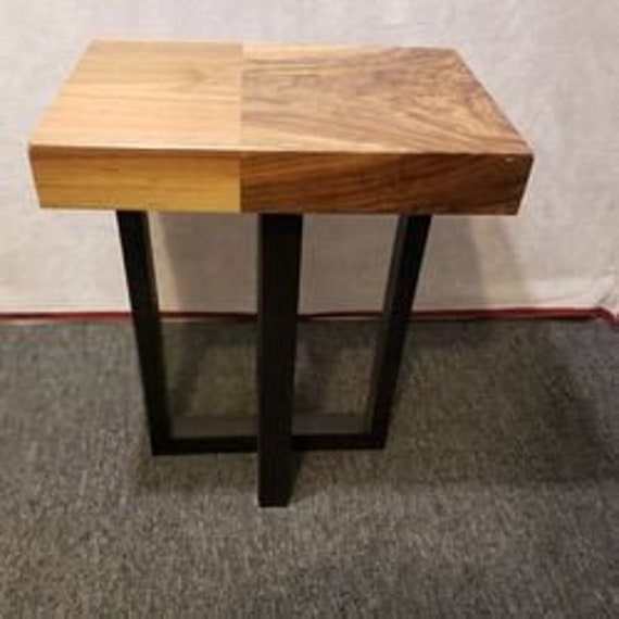 Slab end table with 2 walnut Etsy