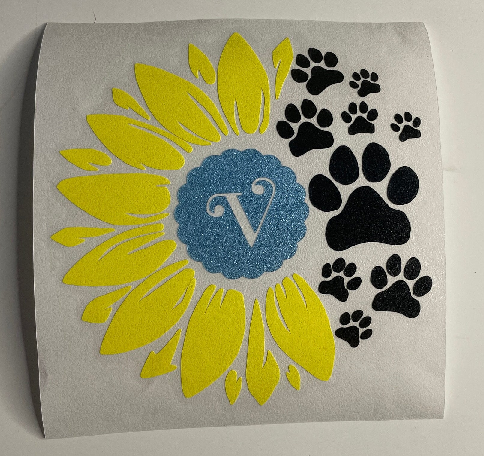Monogram Sunflower Paw Prints Vinyl Decal Sticker Window Tumbler Laptop