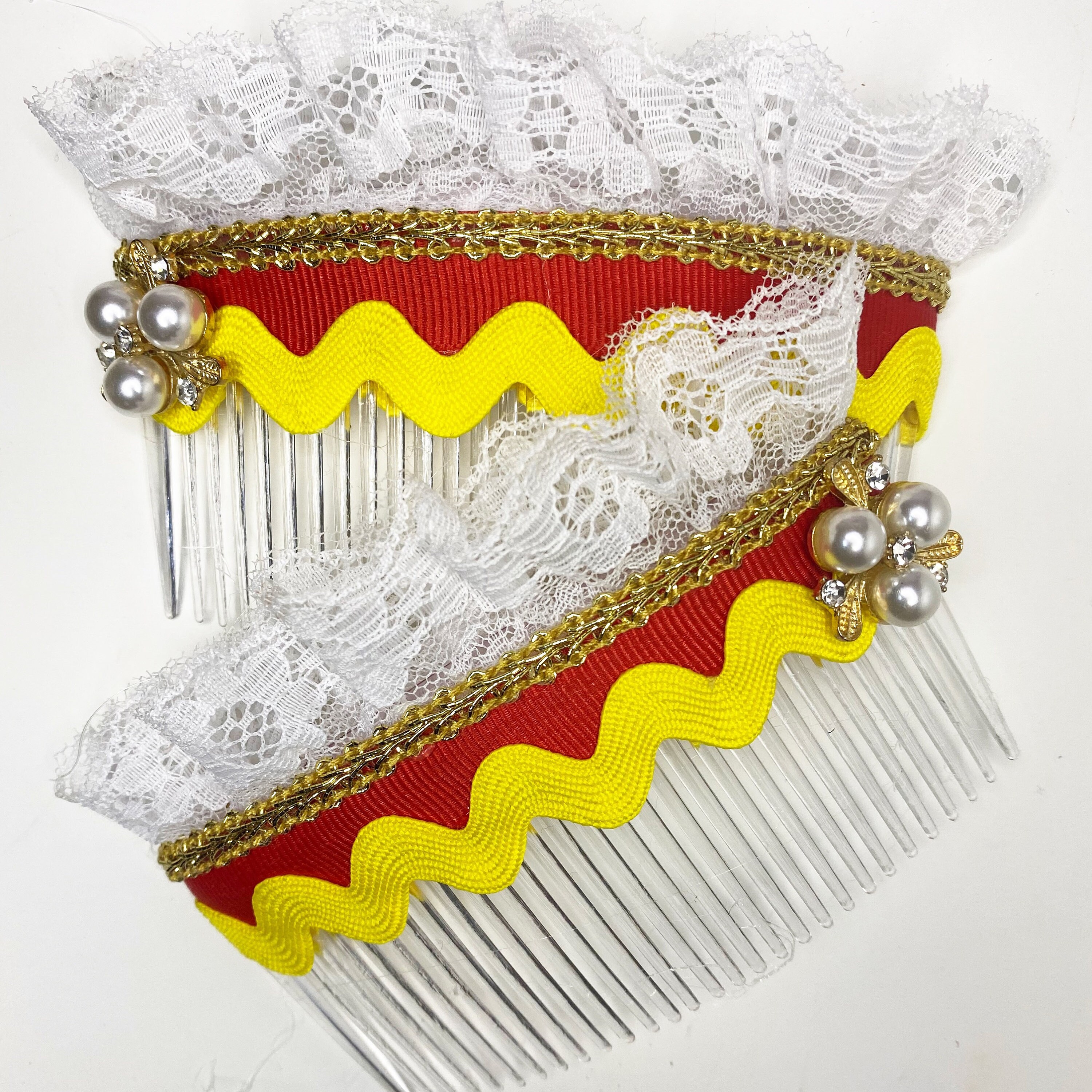 XL Red, Yellow & White Flamenco Hair Combs - Etsy display picture 2