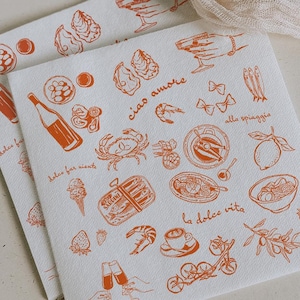 Italian Summer Napkin Italian Summer Bachelorette Decor Pasta Party Decor Italian Wedding Cocktail Napkins Wedding Napkins Pizza Bar Napkins