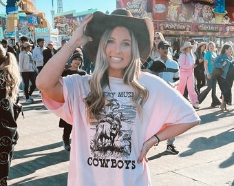 Country Music and Cowboys Shirt Cowgirl Shirt Western Graphic Tee Wild West Shirt Punchy Shirt Western Shirt Women Retro Western Shirt