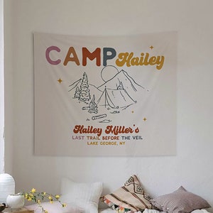 CUSTOM Tapestry Camp Bachelorette Banner Bachelorette Decor Custom Banner Bride to Be Banner Lake Bachelorette Sign Camp Bachelorette Flag