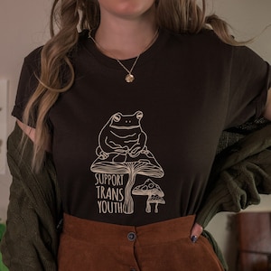 Support Trans Youth Shirt Protect Trans Kids Shirt Trans Pride Shirt Trans Rights Shirt Goblincore Shirt Mushroom Shirt Frog Shirt Queer Tee