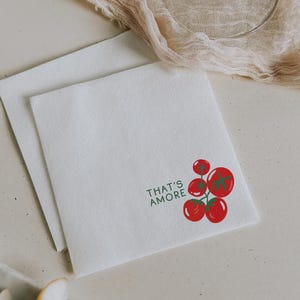 Custom Wedding Napkins Thats Amore Napkins Italian Wedding Napkins Pizza Party Napkins Custom Cocktail Napkins Pizza Bar Tomato Napkins
