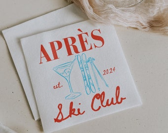 Servilletas Après Ski Servilletas Personalizadas Servilletas Club Après Ski Decoración Après Ski Decoración Despedida de Soltera de Esquí Fiesta de Cumpleaños de Esquí de Despedida de Soltera de Invierno
