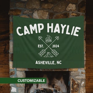 Camp Tapestry Custom Camp Bachelorette Flag Bachelorette Decor Custom Banner Asheville Cabin Crew Flag Lake Bachelorette Sign Camp Banner
