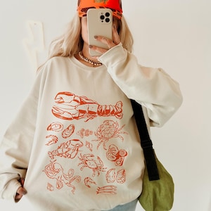 Seafood Sweatshirt Lobster Sweater Octopus Sweatshirt Crawfish Sweatshirt Oyster Sweatshirt Crab Sweater Maine Girls Trip Bar Harbor Sweater