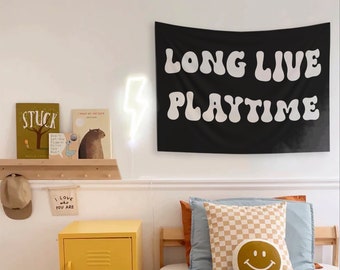 Play All Day Sign Boho Playroom Wall Decor Playroom Sign Lets Play Sign Nursery Tapestry Toddler Room Decor Where The Wild Ones Play Sign