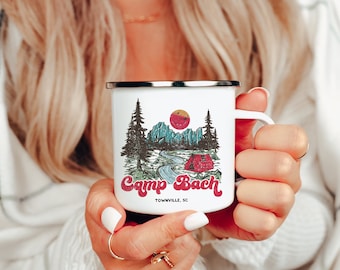 Camp Bachelorette Cups Custom Mug Custom Enamel Mug Asheville Bachelorette Gifts Personalized Mug Bachelorette Favors Lake Bachelorette Cups