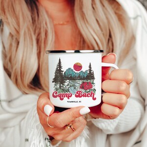 Camp Bachelorette Cups Custom Mug Custom Enamel Mug Asheville Bachelorette Gifts Personalized Mug Bachelorette Favors Lake Bachelorette Cups