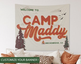 CUSTOM Tapestry Camp Bachelorette Banner Bachelorette Decor Custom Banner Bride to Be Banner Lake Bachelorette Sign Camp Bachelorette Flag