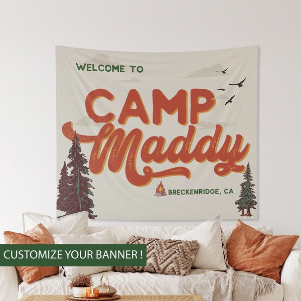 CUSTOM Tapestry Camp Bachelorette Banner Bachelorette Decor Custom Banner Bride to Be Banner Lake Bachelorette Sign Camp Bachelorette Flag